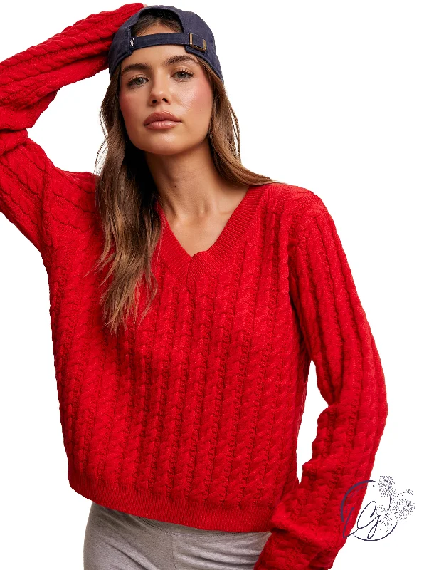 Turtleneck Women Long Sleeve Top for Cold Winter DaysCranberry Chic Pullover Sweater