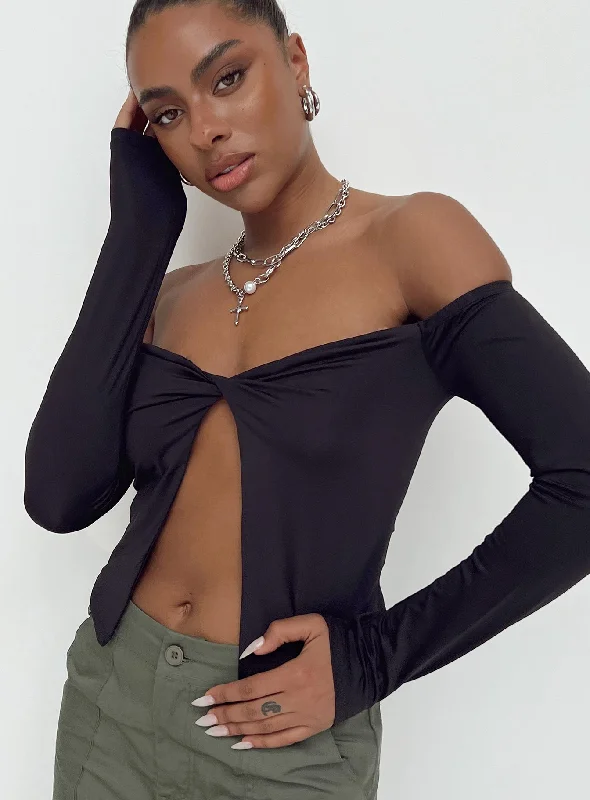 Pocket - Equipped Women Long Sleeve Top for Added FunctionalityLytton Top Black