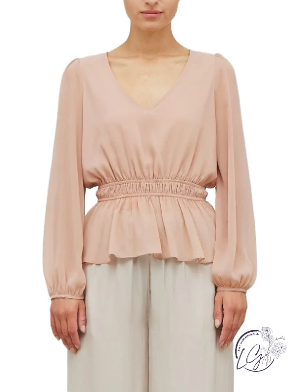 Lace - Trimmed Women Long Sleeve Top for an Elegant LookShutting It Down Peplum Blouse