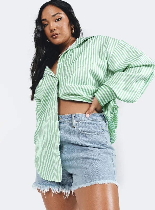 Thermal Women Long Sleeve Top for Extra Warmth in WinterSwindon Shirt Green Stripe