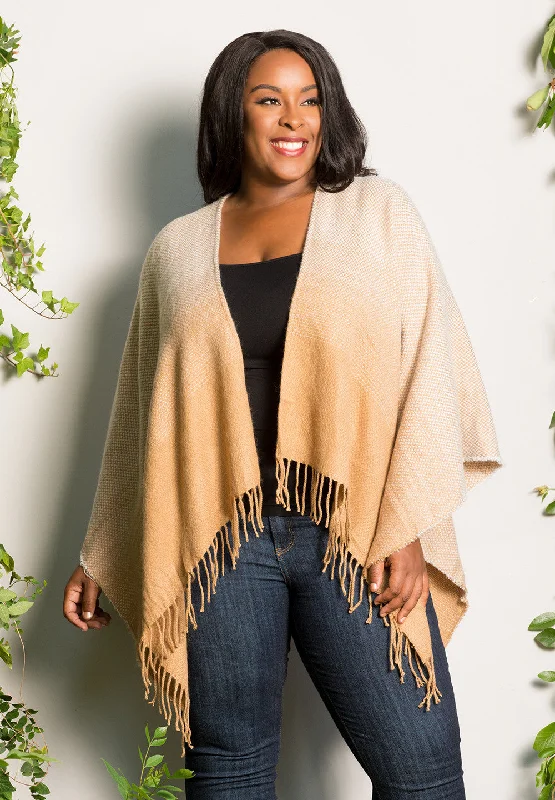 Wrap - Style Women Long Sleeve Top for a Versatile FitOmbre Poncho