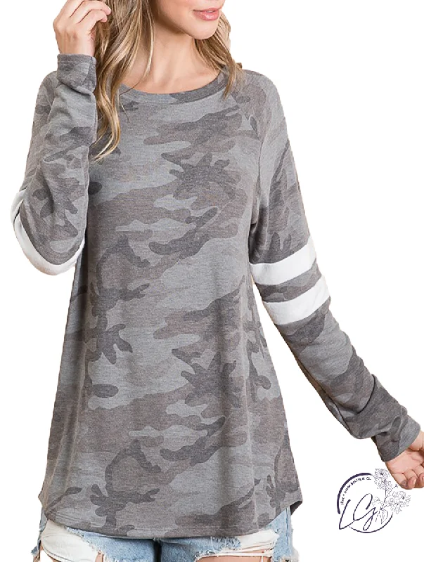 Turtleneck Women Long Sleeve Top for Cold Winter DaysNo Changes Camo Long Sleeve