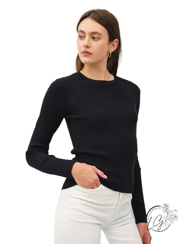 Cropped Women Long Sleeve Top to Pair with High - Waisted BottomsEver Crew Classic Long Sleeve