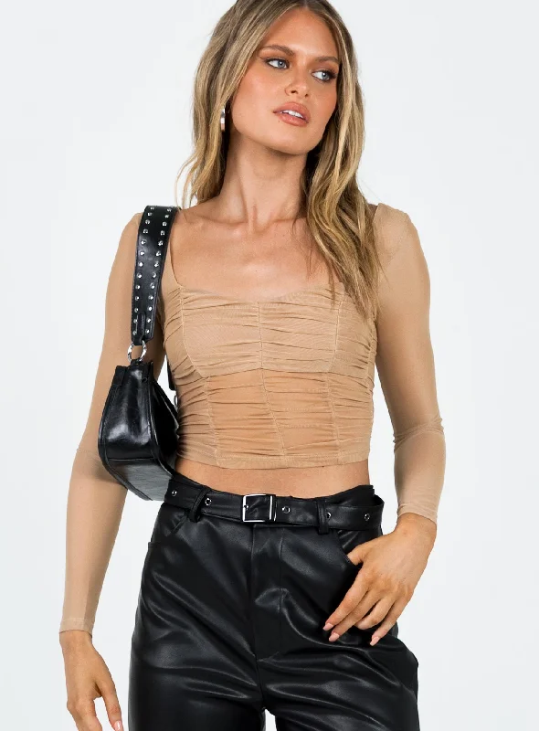 Button - Down Women Long Sleeve Top for a Classic StyleNorwood Long Sleeve Top Beige