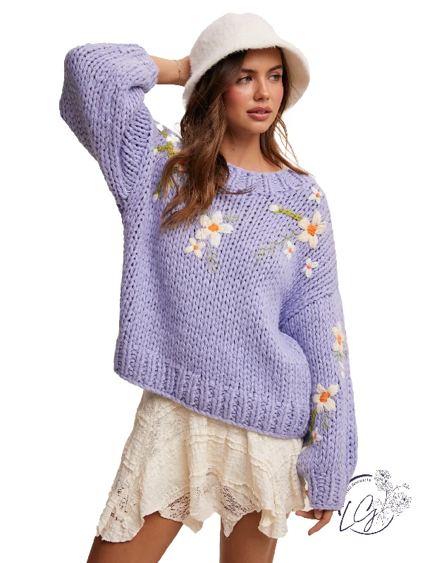 Organic Cotton Women Long Sleeve Top for Eco - Friendly ComfortWildflower Bliss Sweater