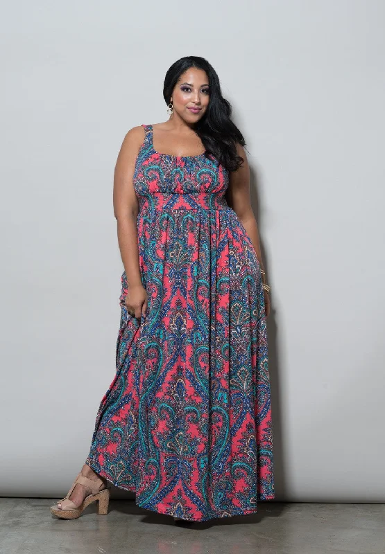 Organic Cotton Women Long Sleeve Top for Eco - Friendly ComfortPaisley Maxi Dress
