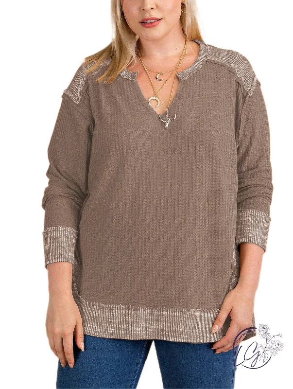 Ruffled Cuff Women Long Sleeve Top with a Feminine TouchCurvy Begin Again Thermal Long Sleeve