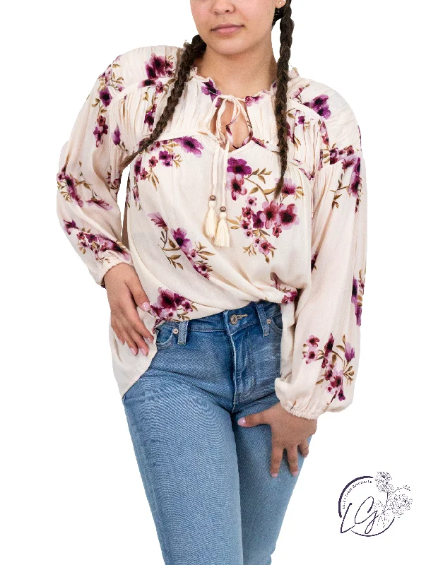Striped Women Long Sleeve Top in a Timeless PatternWe'll Be Waiting Yoke Detail Blouse