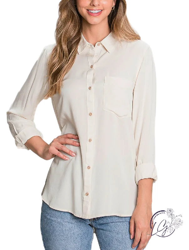 Pocket - Equipped Women Long Sleeve Top for Added FunctionalityFar From Finished Long Sleeve Button Down