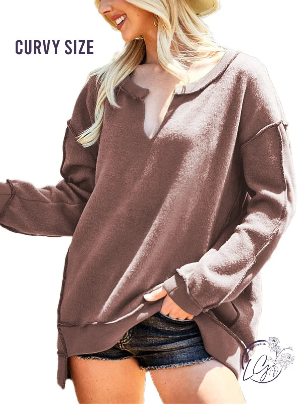 Cable - Knit Women Long Sleeve Top with a Cozy TextureCurvy Cutie Comfort Shirt