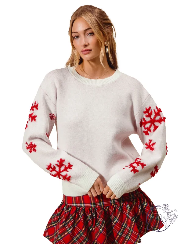 Lace - Trimmed Women Long Sleeve Top for an Elegant LookHoliday Hugs Sweater