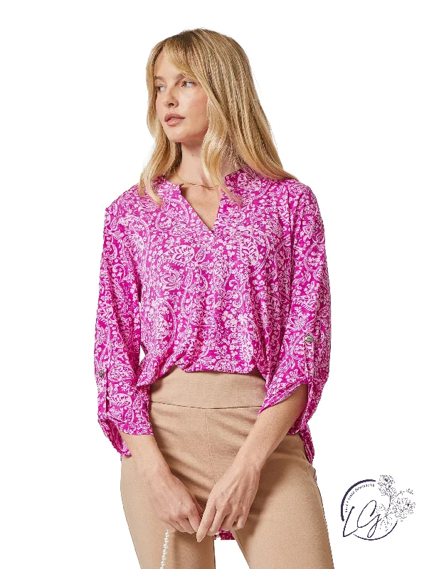 Plus Size Women Long Sleeve Top for a Flattering and Comfortable FitMagenta Lizzy Top