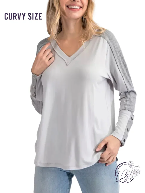 Organic Cotton Women Long Sleeve Top for Eco - Friendly ComfortCurvy Retro Threadwork Elegance Top