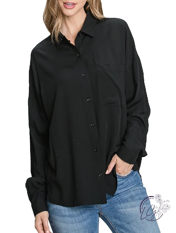 Puffer - Sleeve Women Long Sleeve Top for a Fashion - Forward LookSlipping Away Boyfriend Button Down