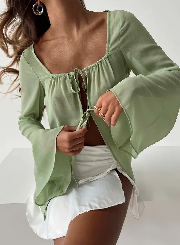 Pocket - Equipped Women Long Sleeve Top for Added FunctionalityAvona Long Sleeve Top Green