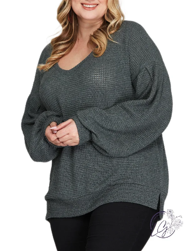 Lace - Trimmed Women Long Sleeve Top for an Elegant LookCurvy My Time Knit Long Sleeve