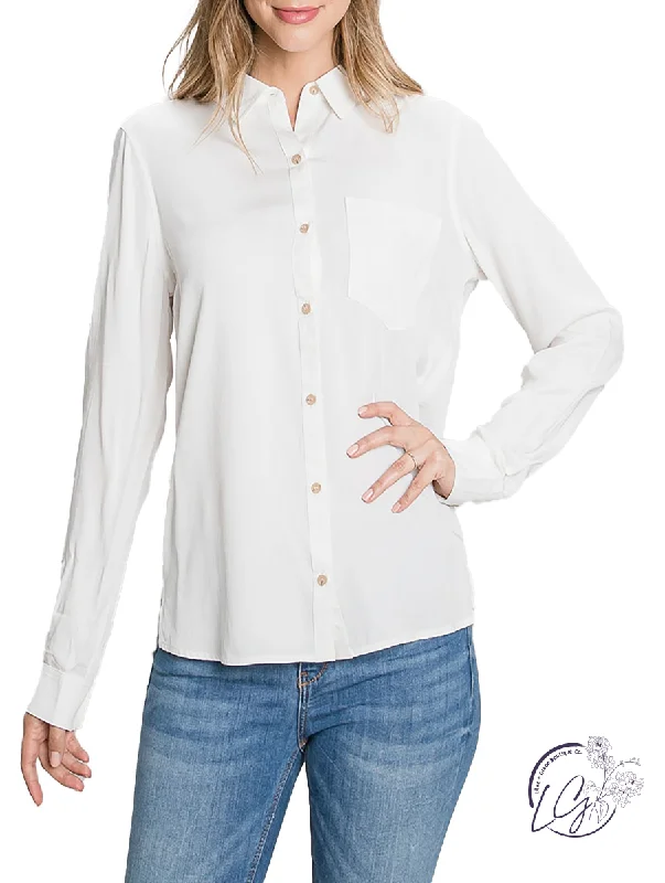 Button - Down Women Long Sleeve Top for a Classic StyleSatisfying Your Soul Basic Button Down