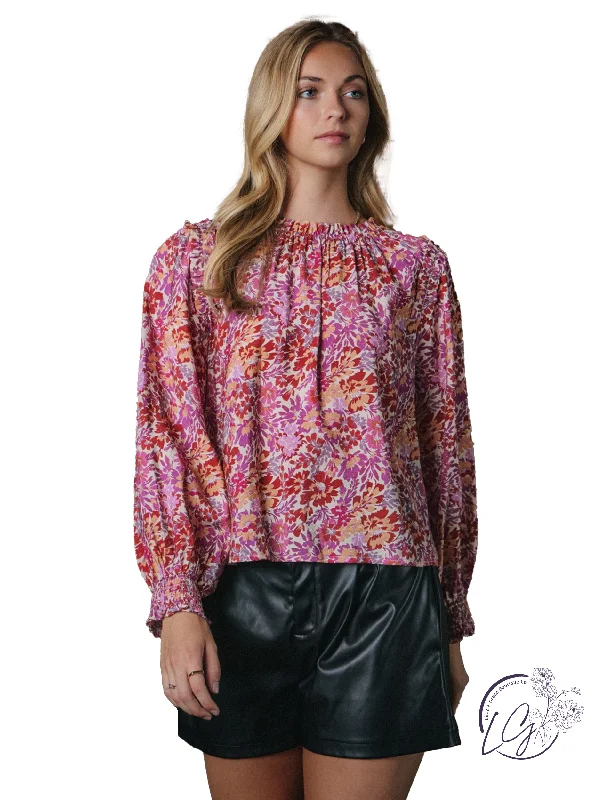 Printed Graphic Women Long Sleeve Top with a Bold StatementFloral Petals Long Sleeve Blouse