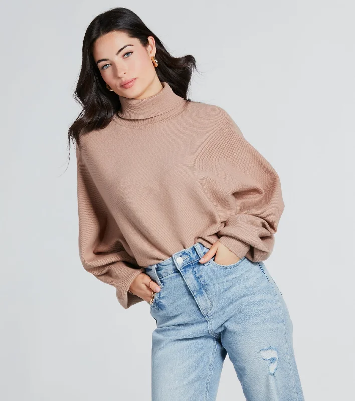 Wrap - Style Women Long Sleeve Top for a Versatile FitOnly Cozy Vibes Turtleneck Cropped Sweater