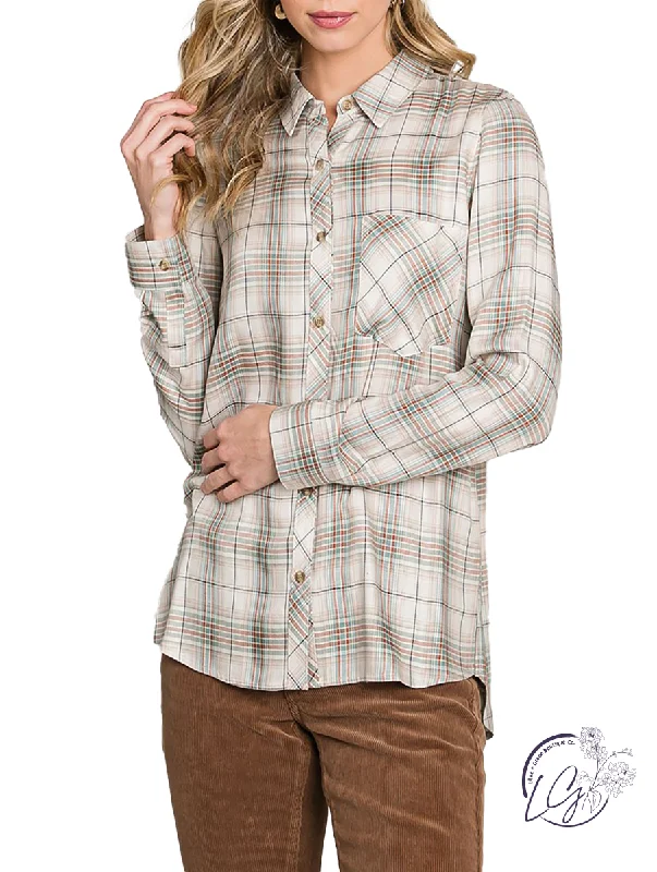 Pocket - Equipped Women Long Sleeve Top for Added FunctionalityBright & Fun Plaid Button Down