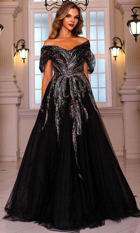 Empire - line wedding dresses with a ruffled skirt​ Wedding guest dresses with pom - pom trims for a playful look Terani Couture 251M4411 - Elegant Beaded Tulle Ballgown