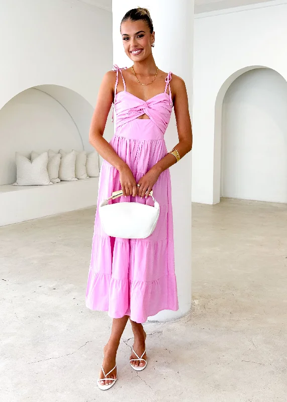 Midi dresses with mesh inserts for a trendy and breathable option Tallia Midi Dress - Pink