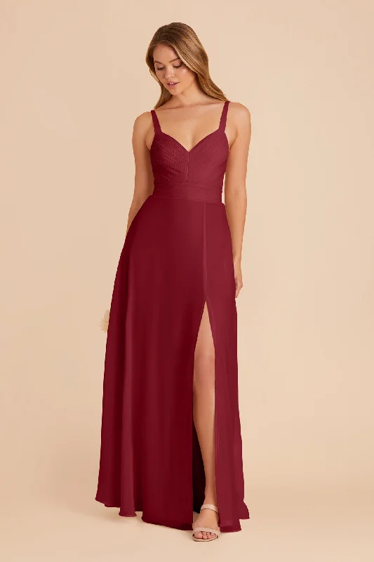 Maternity dress for a baby's baptism Deborah Chiffon Dress - Burgundy