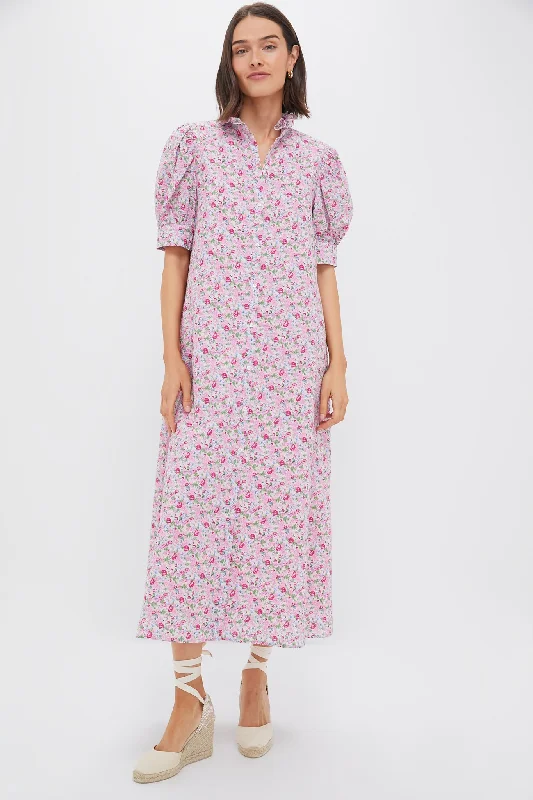 Midi dresses with empire waists for a flattering maternity option Pink Multi Ruffle Collar Louisa Maxi Dress