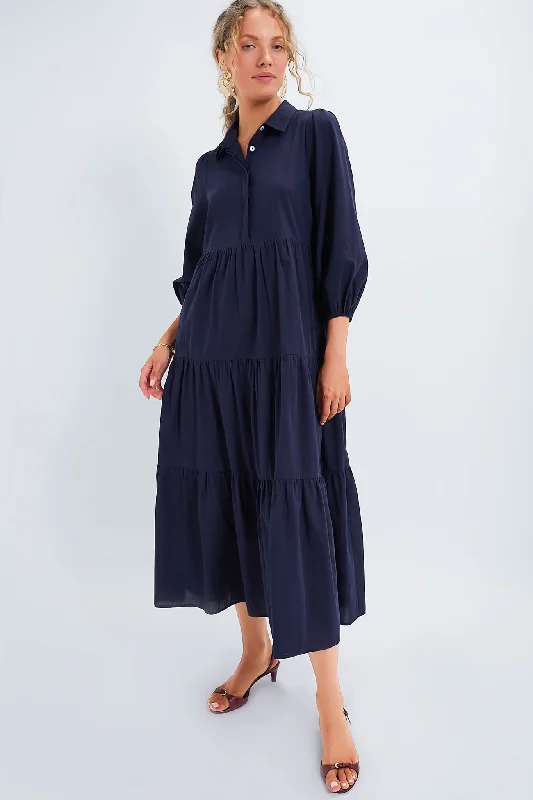 Midi dresses with side slits for a sexy and elegant appearance Navy Mabel Maxi Dress