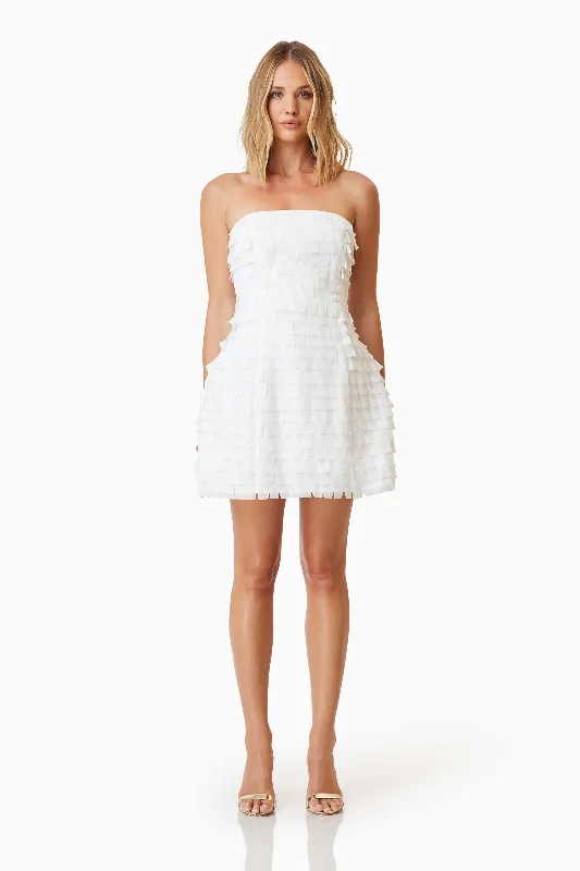 Mini dresses with mesh panels for a sexy and trendy look Hailey Strapless Mini Party Dress In White