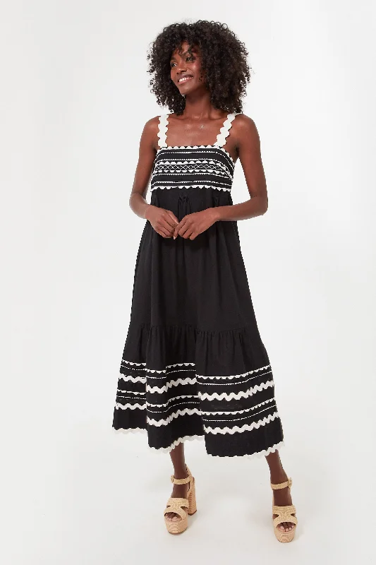 Midi dresses with keyhole backs for a flirty and unexpected detail Black Ryleigh Ric Rac Sleeveless Dress
