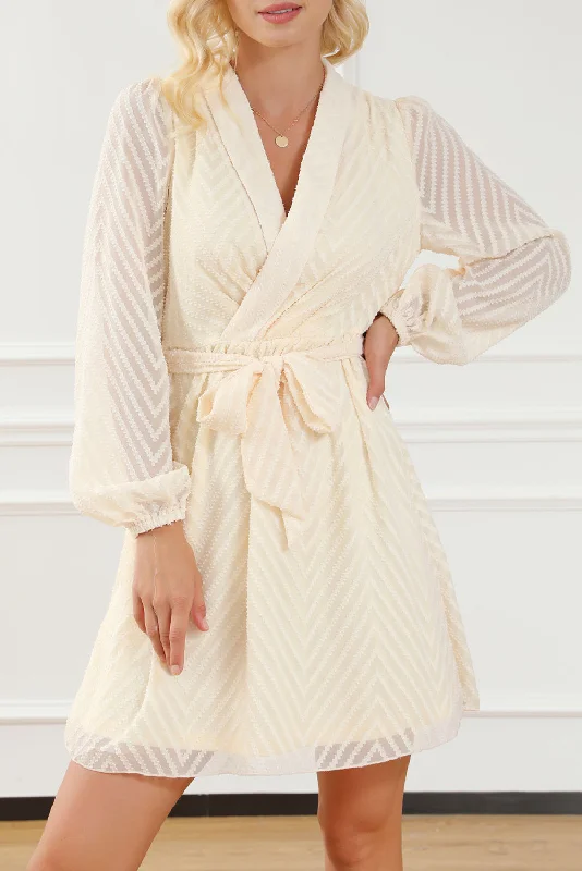 Midi dresses with V - necklines for a flattering and elongating effect Wrap Puff Sleeve Mini Dress