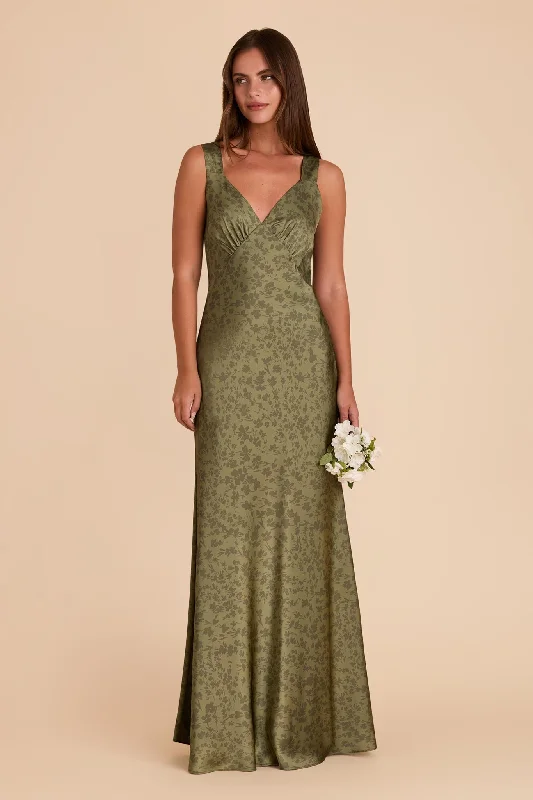 Maternity dress for hospital visits during pregnancy Veronica Matte Satin Dress - Bright Martini Dreamy Floral