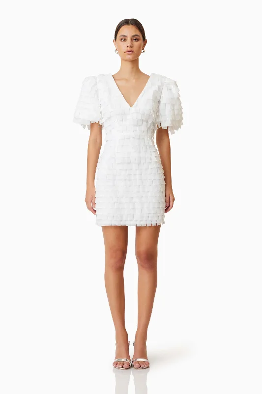 Animal print mini dresses for a bold statement Hailey Textured 3D Mini Dress In White