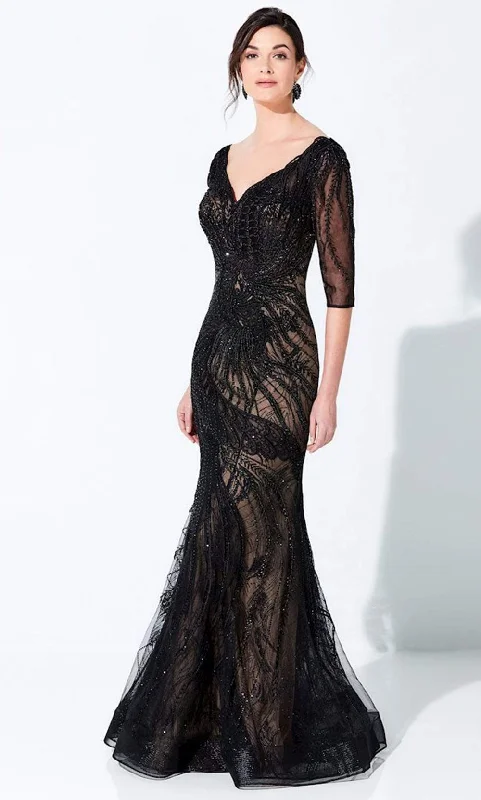 One - shoulder wedding dresses with a flowing sleeve​ Polka - dot - printed wedding guest dresses with short sleeves Ivonne D by Mon Cheri - 220D36 Sleeveless Embroidered Gown
