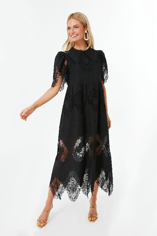 Midi dresses with satin - finish fabrics for a luxurious feel Black Catalina Dress