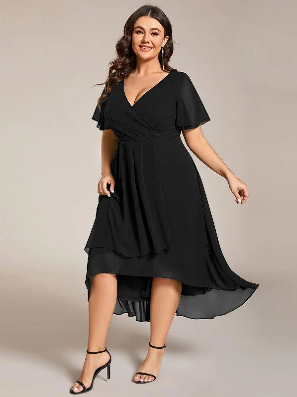 Strapless tulle wedding dresses for a fairy - tale feel Off - the - shoulder wedding guest dresses in chiffon pretty LARK|Plus Size Chiffon Short Sleeves Pleated V-Neck A-Line Midi Wedding Guest Dress Strapless tulle wedding dresses for a fairy - tale feel Off - the - shoulder wedding guest dresses in chiffon pretty LARK|Plus Size Chiffon Short Sleeves Pleated V-Neck A-Line Midi Wedding Guest Dress