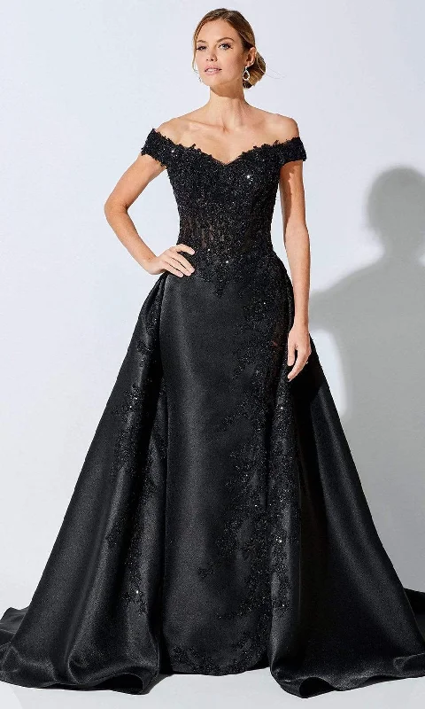 Chiffon and tulle combination wedding dresses​ Geometric - printed wedding guest dresses for a modern wedding Ivonne D by Mon Cheri - 221D51 Off Shoulder A-Line Evening Dress