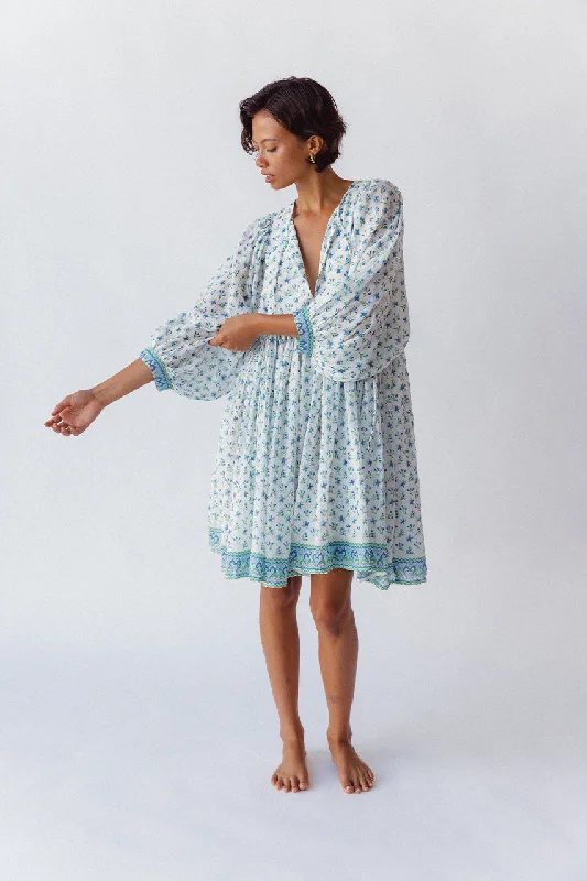 Mini dresses with belted waists for a defined silhouette Kyra Mini Dress ~ Azure