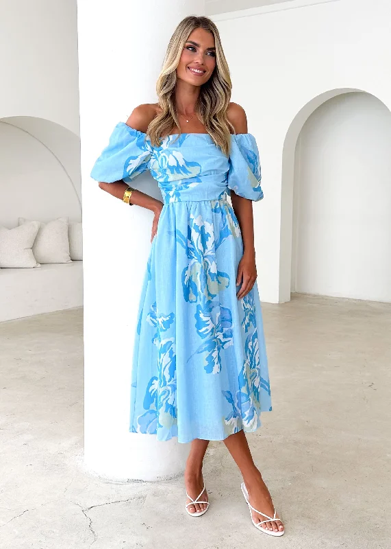 Midi dresses with halter necks for a stylish and comfortable option Pollen Midi Dress - Blue Floral