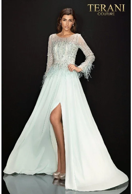 Maternity dress for a baby's first bus ride Terani Couture 2011M2163 Long Sleeve Formal Gown Maternity dress for a baby's first bus ride Terani Couture 2011M2163 Long Sleeve Formal Gown