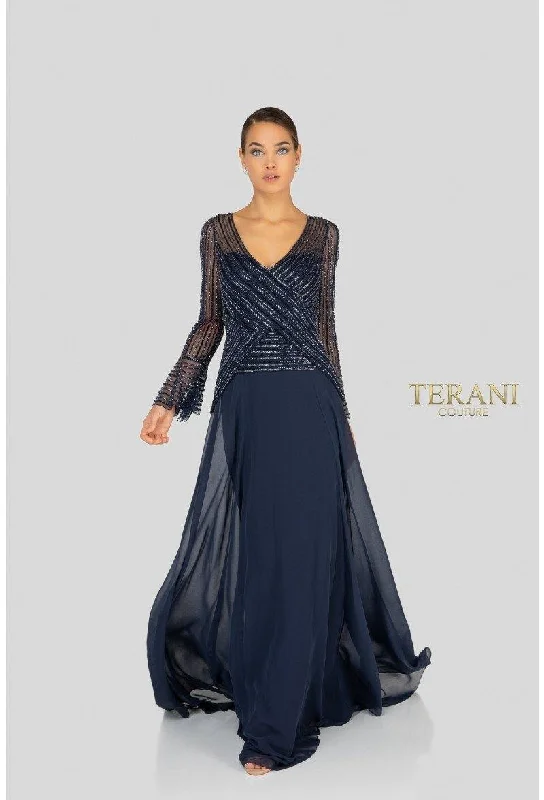 Maternity dress for a dinner date with partner Terani Couture 1913M9403 Fomal Long Dress