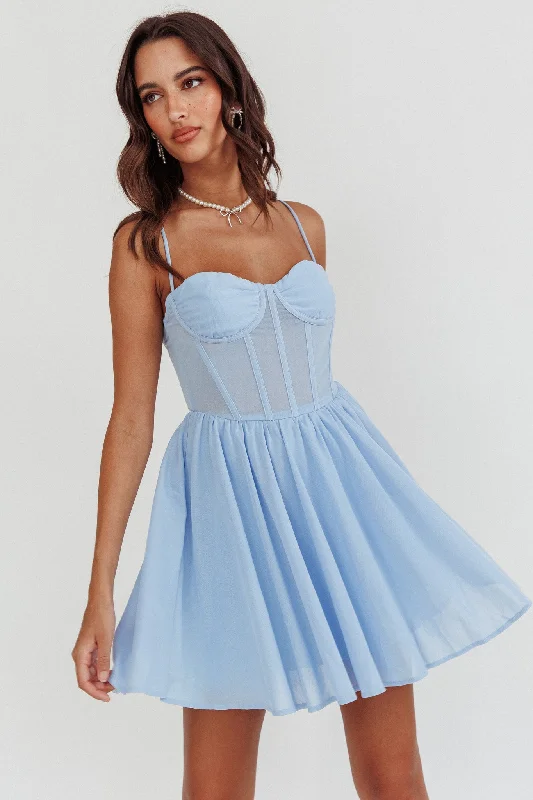 Mini dresses with pocket details for added functionality Lovers High Bustier Mini Dress Powder Blue