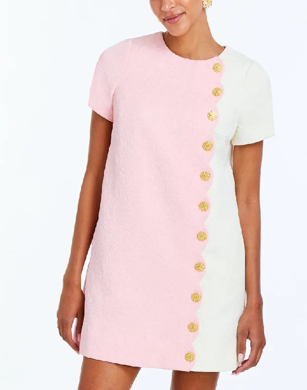 Maternity dress for a baby's first visit to the aquarium Etta Sleeved Scallop Mini Dress