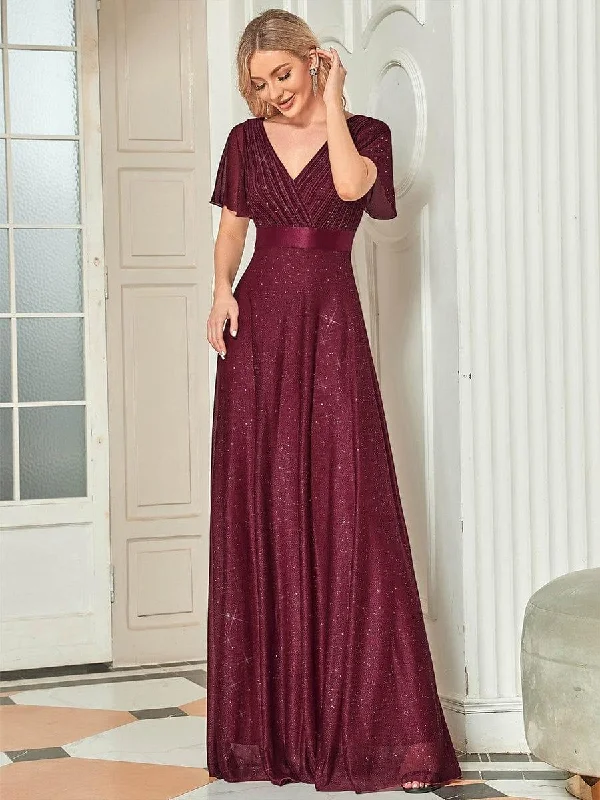Wedding dresses with a mermaid - style skirt and a ball gown overlay Wedding guest dresses with puff sleeves and knee - length hems ever LIORÉ|Glitter Short Sleeve V-Neck A-Line Wedding Guest Dress Wedding dresses with a mermaid - style skirt and a ball gown overlay Wedding guest dresses with puff sleeves and knee - length hems ever LIORÉ|Glitter Short Sleeve V-Neck A-Line Wedding Guest Dress