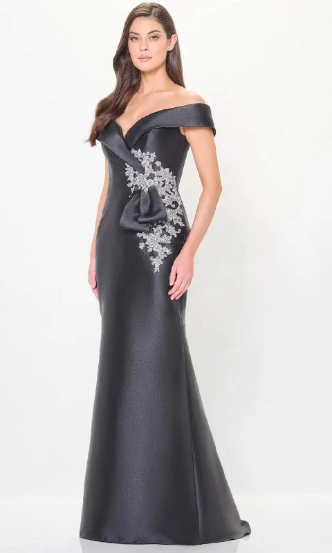 Empire - line wedding dresses with a ruffled skirt​ Wedding guest dresses with pom - pom trims for a playful look Montage by Mon Cheri M904 - Off Shoulder Mikado Evening Dress
