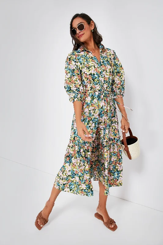 Midi dresses with lace - up fronts for a unique and adjustable style Blush Fields Hutton Dress