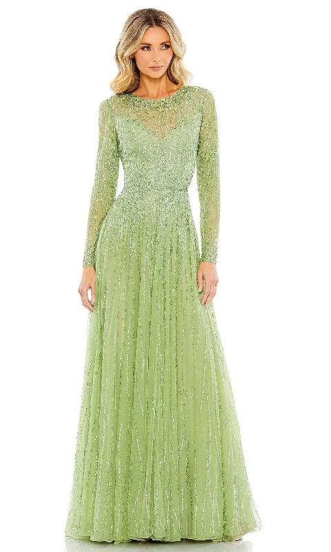 Lace - covered wedding dresses with a scalloped hem​ Wedding guest dresses with fringe accents for a bohemian - inspired wedding Mac Duggal 5636 - Long Sleeve Sequin Embellished Prom Gown