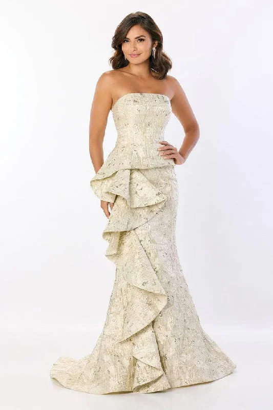 Beach - friendly wedding dresses made of lightweight fabric Embroidered wedding guest dresses in earthy tones for a rustic wedding Montage by Mon Cheri M2225 - Ruffle Detailed Straight Neck Gown Beach - friendly wedding dresses made of lightweight fabric Embroidered wedding guest dresses in earthy tones for a rustic wedding Montage by Mon Cheri M2225 - Ruffle Detailed Straight Neck Gown