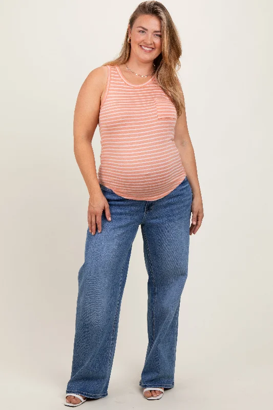 Maternity dress for a baby's first visit to the concert Blue Washed Wide Leg Maternity Plus Jeans